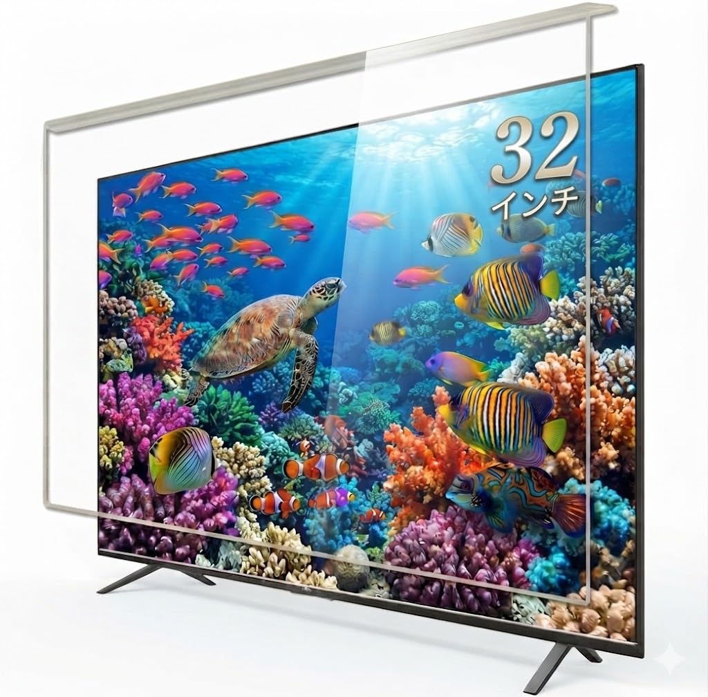 Amazon | 液晶テレビ保護パネル ブルーライトカット 固定ベルト付